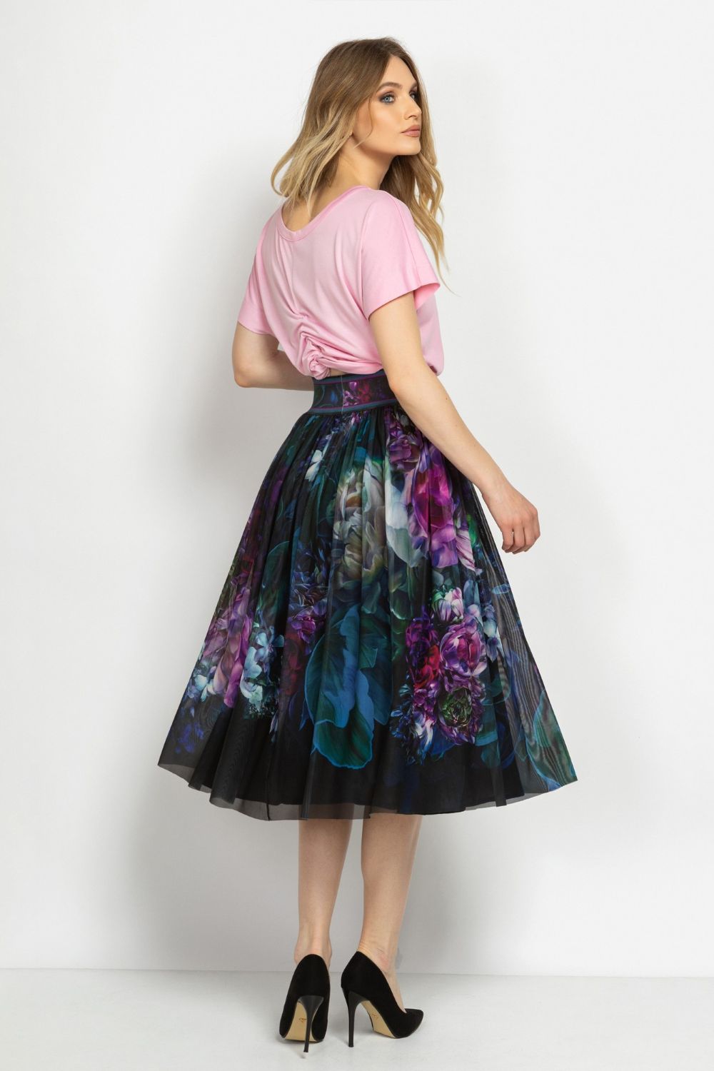 MESH SKIRT WITH ELASTIC WAIST AND VISCOSE LINING - PEONIES JIORO ПОЛА ОТ МРЕЖА С ЕЛАСТИЧЕН КОЛАН И ВИСКОЗНА ПОДПЛАТА - PEONIES JIORO