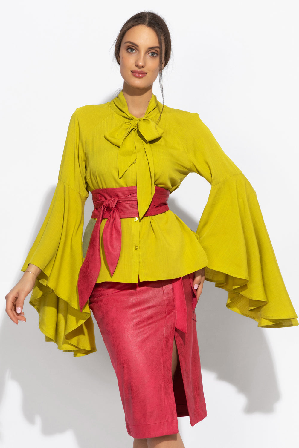 WRAP-STYLE BELT - SUEDE-LIKE IN CYCLAMEN - ESSENTIALS JIORO КОЛАН ОТ ВЕЛУР В ЦВЯТ ЦИКЛАМА - ESSENTIALS JIORO
