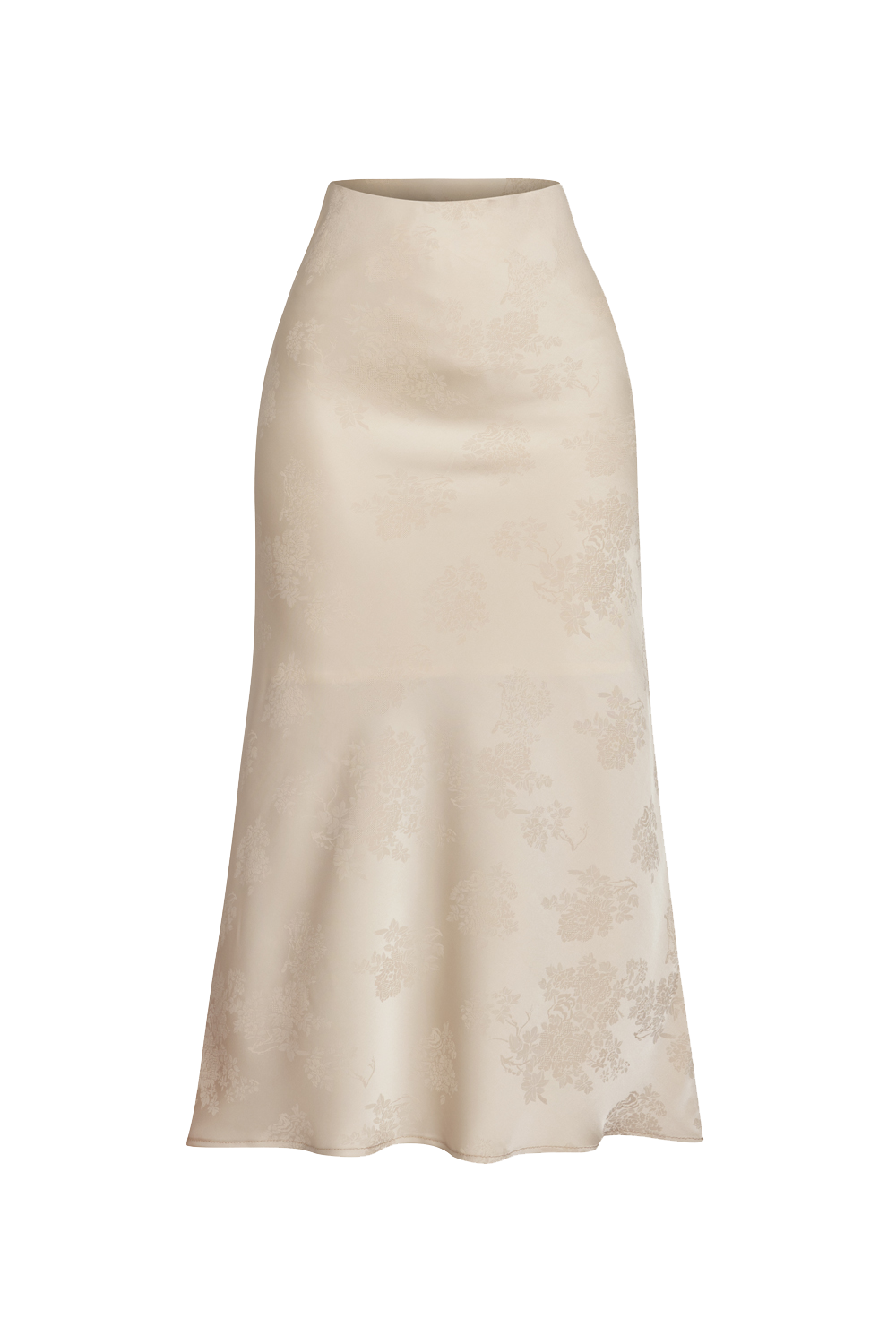 BEIGE SATIN SKIRT - ESSENTIALS JIORO САТЕНЕНА МИДИ ПОЛА В БЕЖОВО - ESSENTIALS JIORO