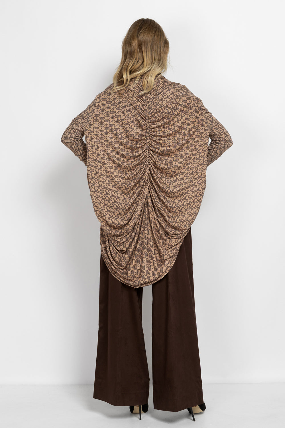 MODAL RELAXED CARDIGAN - MOCHA MOUSSE LOGO