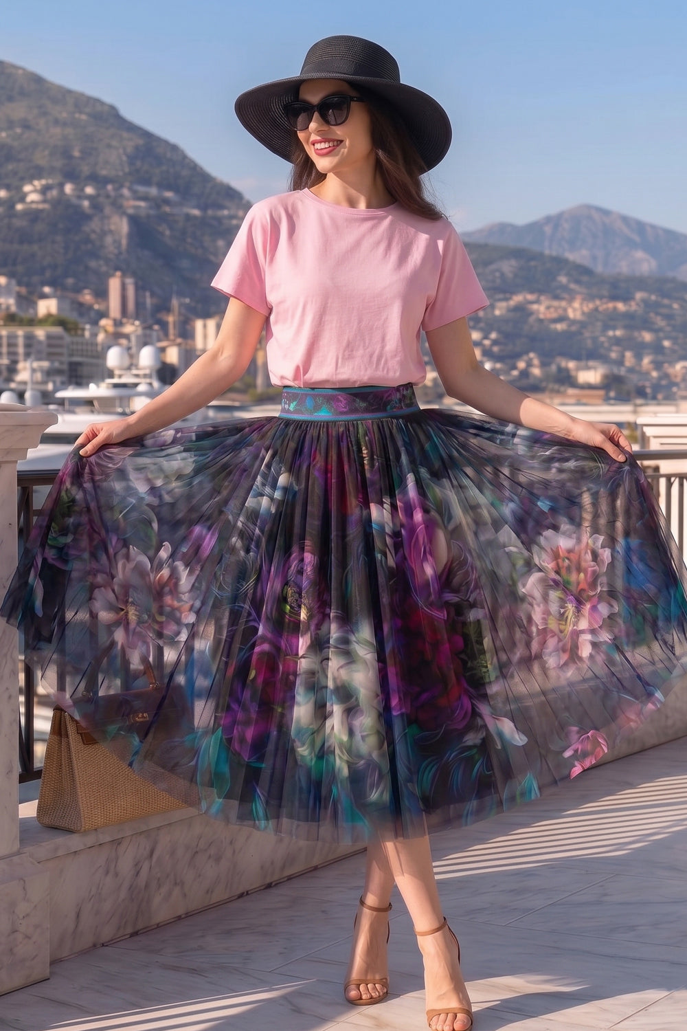 MESH SKIRT WITH ELASTIC WAIST AND VISCOSE LINING - PEONIES JIORO ПОЛА ОТ МРЕЖА С ЕЛАСТИЧЕН КОЛАН И ВИСКОЗНА ПОДПЛАТА - PEONIES JIORO