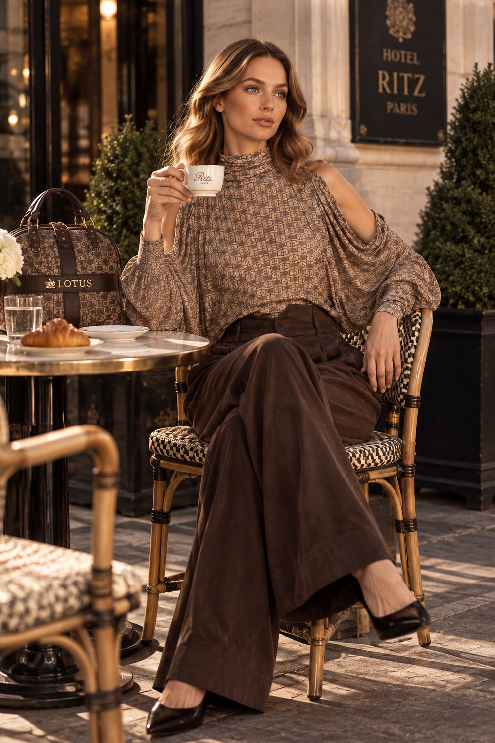 MODAL BATWING TURTLENECK TOP - MOCHA MOUSSE LOGO