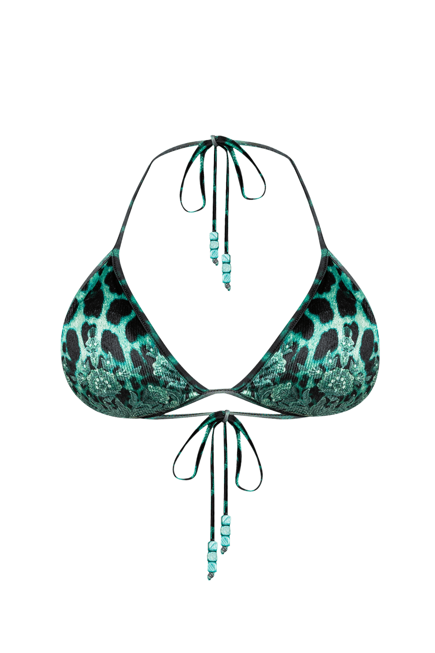 VELVET TRIANGLE TOP - LEO NEON GREEN JIORO ГОРНИЩЕ ТИП ТРИЪГЪЛНИК ОТ КАДИФЕ - LEO NEON GREEN JIORO