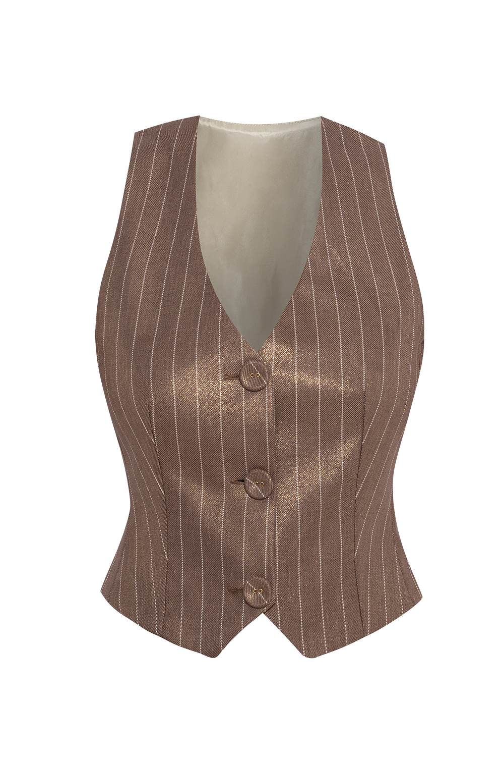 STRIPED VISCOSE BLEND VEST IN BEIGE - ESSENTIALS JIORO ЕЛЕК РАЙЕ ОТ ВИСКОЗНА СМЕС В БЕЖОВО - ESSENTIALS JIORO