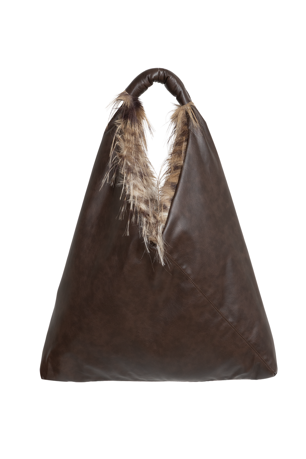 REVERSIBLE SERVAL FAUX FUR AND LEATHER BAG - ESSENTIALS JIORO ДВУЛИЦЕВА ЧАНТА ОТ ЕКО КОЖА И ИМИТАЦИЯ НА КОЗИНА СЕРВАЛ - ESSENTIALS JIORO