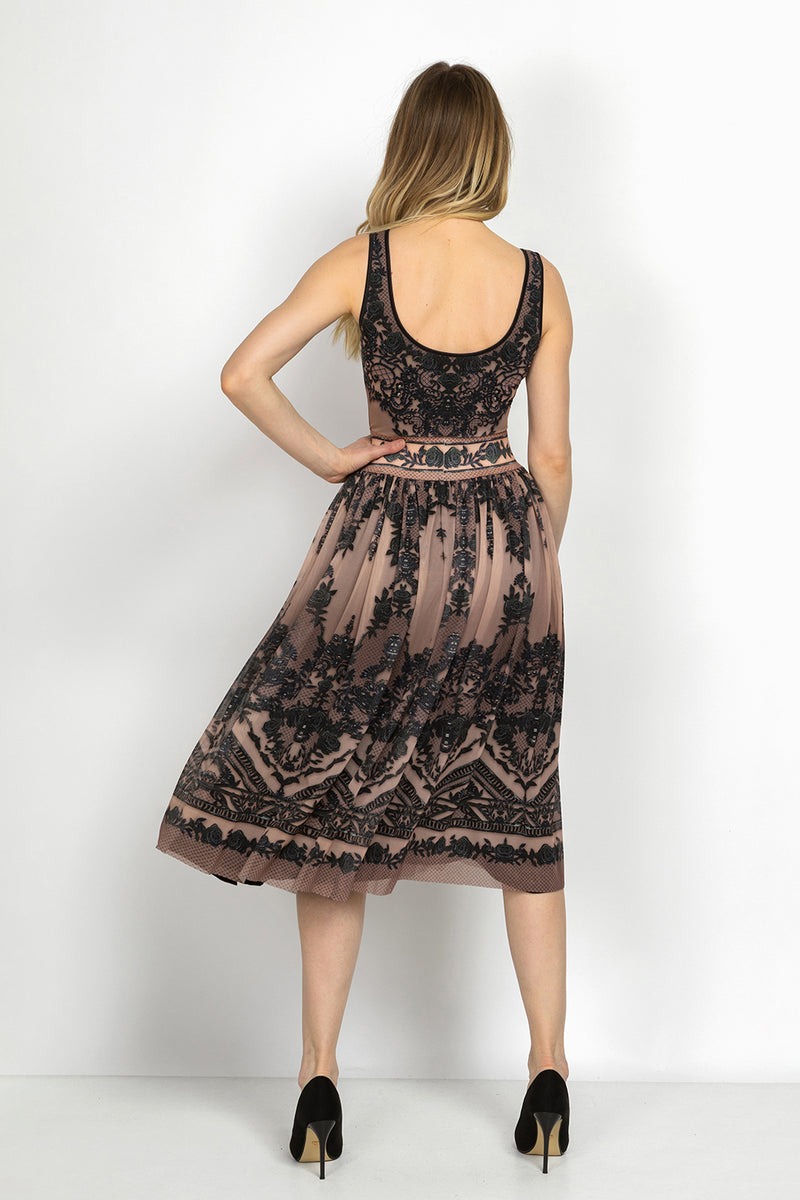 MESH SKIRT WITH ELASTIC WAIST AND VISCOSE LINING - GRAFFITI POWDER JIORO МИДИ ПОЛА ОТ МРЕЖА С ЕЛАСТИЧЕН КОЛАН И ПОДПЛАТА ОТ ВИСКОЗА - GRAFFITI POWDER JIORO