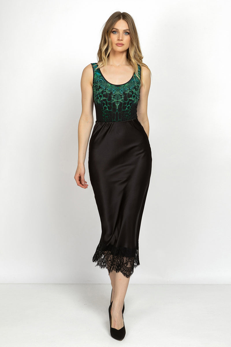 MESH BODYSUIT WITH DEEP SCOOP NECKLINE AND MODAL LINING - LEO NEON GREEN JIORO БОДИ ОТ МРЕЖА БЕЗ РЪКАВИ С ДЪЛБОКО ОБЛО ДЕКОЛТЕ И ПОДПЛАТА ОТ МЕК МОДАЛ - LEO NEON GREEN JIORO