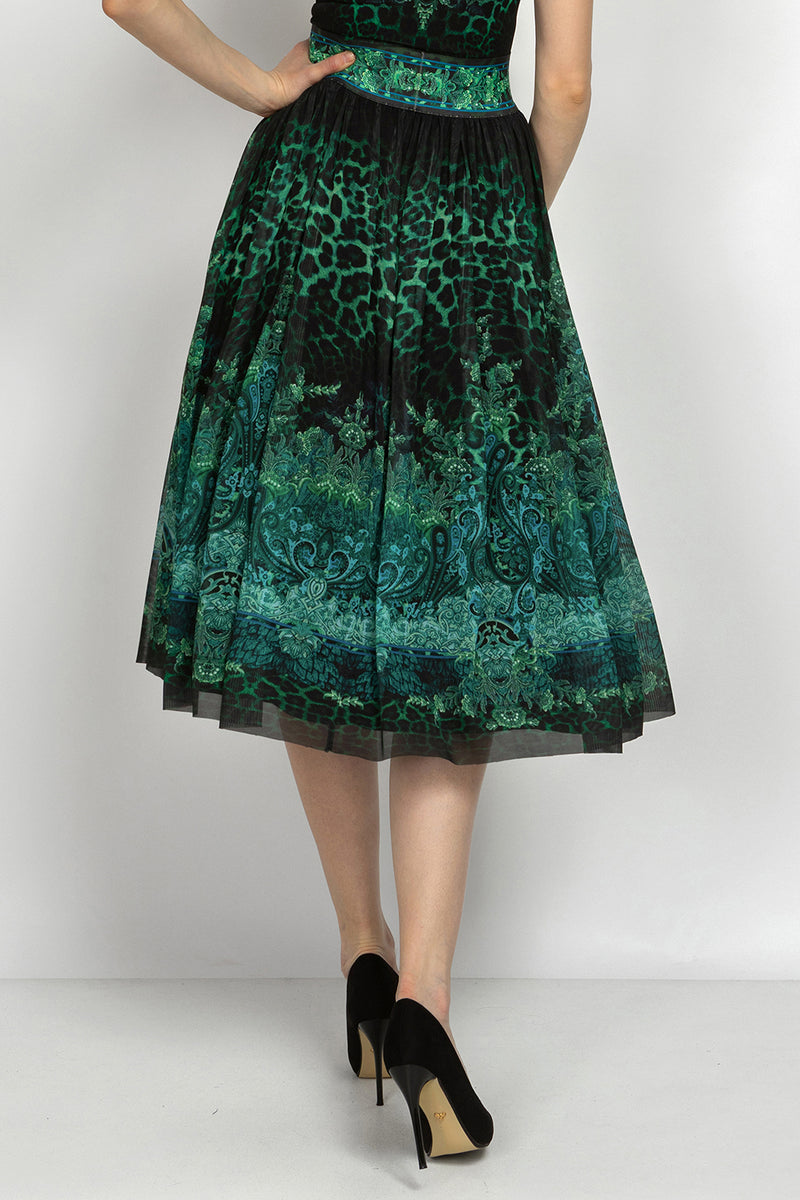 MESH SKIRT WITH ELASTIC WAIST AND VISCOSE LINING - LEO NEON GREEN JIORO ПОЛА ОТ МРЕЖА С ЕЛАСТИЧЕН КОЛАН И ВИСКОЗНА ПОДПЛАТА - LEO NEON GREEN JIORO