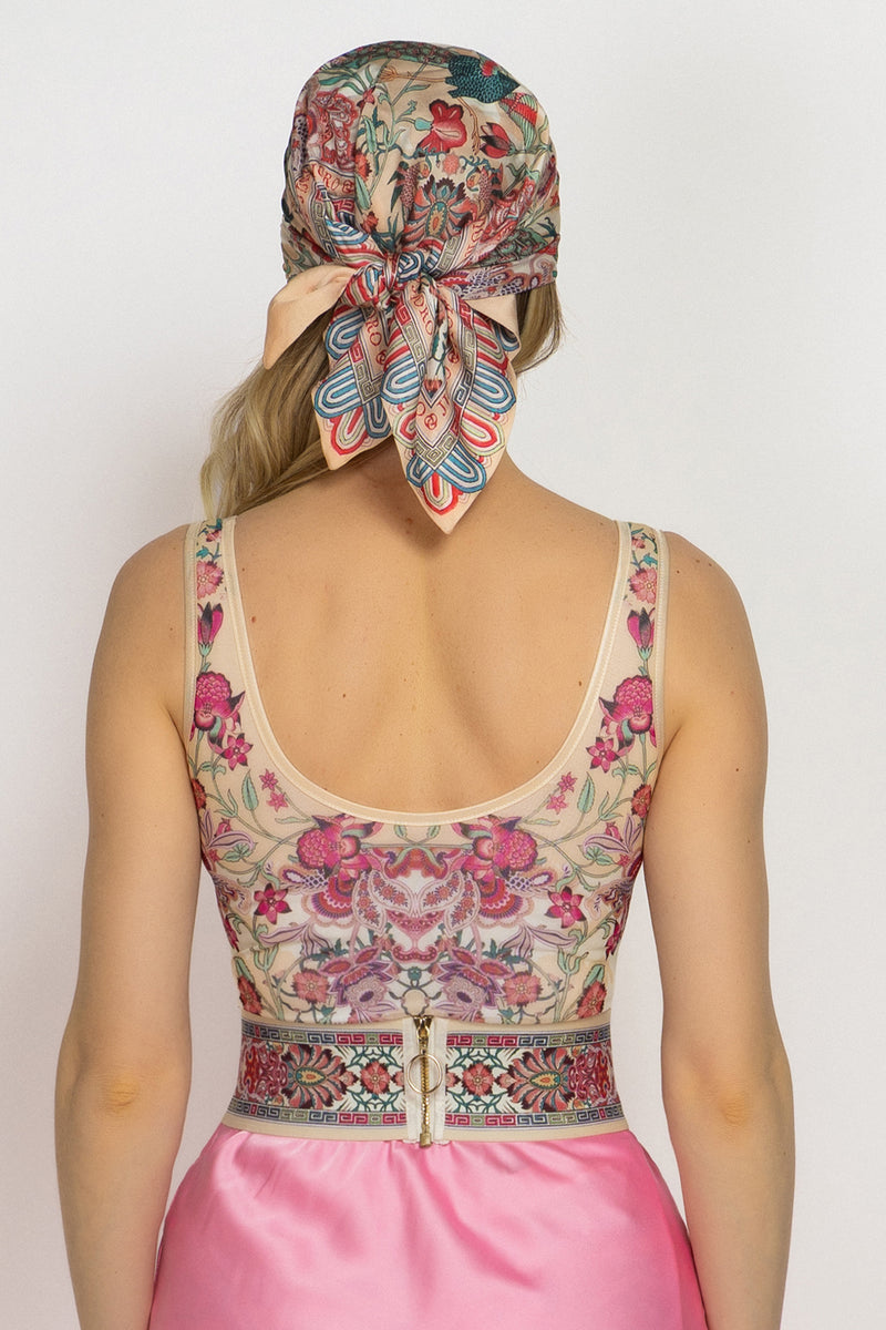 SQUARE VISCOSE HEADSCARF - PAISLEY RED JIORO КВАДРАТНА КЪРПА ЗА ГЛАВА ОТ ВИСКОЗА - PAISLEY RED JIORO 