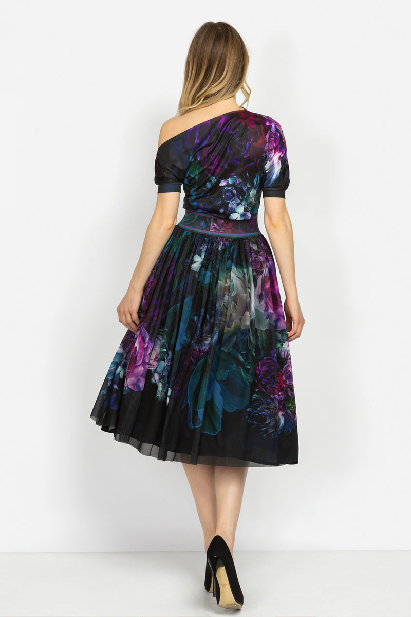 MESH SKIRT WITH ELASTIC WAIST AND VISCOSE LINING - PEONIES JIORO  ПОЛА ОТ МРЕЖА С ЕЛАСТИЧЕН КОЛАН И ВИСКОЗНА ПОДПЛАТА - PEONIES JIORO
