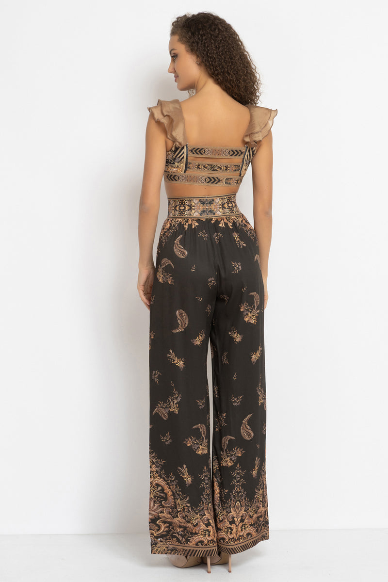 VELVET CROP TOP WITH REMOVABLE RUFFLES - GOLDEN STRIPES JIORO ПЛЮШЕН КРОП ТОП С ПОДВИЖНИ ВОЛАНИ - GOLDEN STRIPES JIORO