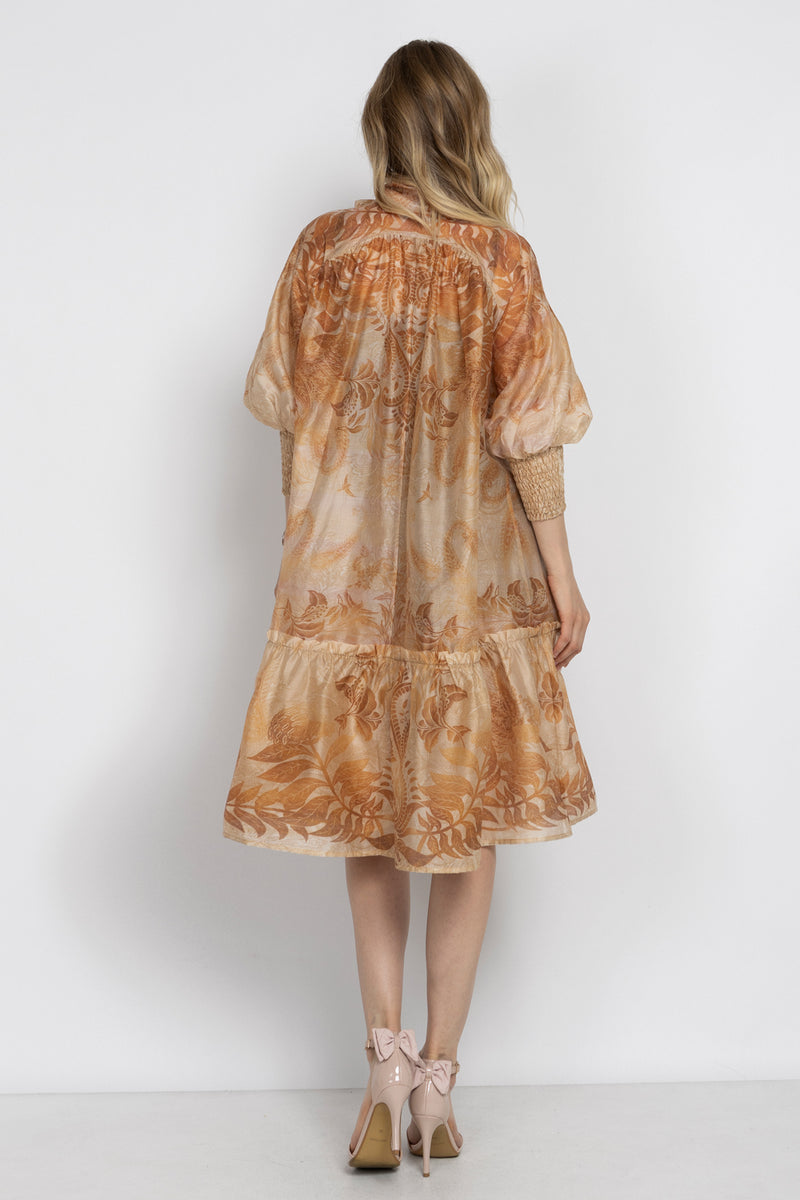 FLARED LYOCELL DRESS WITH BOW - SUNSET JIORO РАЗКРОЕНА РОКЛЯ ОТ ЛИОСЕЛ - SUNSET JIORO