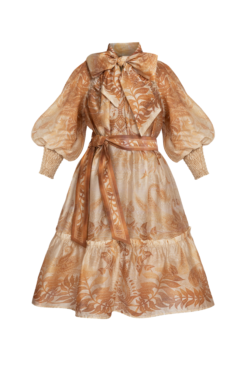 FLARED LYOCELL DRESS WITH BOW - SUNSET JIORO РАЗКРОЕНА РОКЛЯ ОТ ЛИОСЕЛ - SUNSET JIORO
