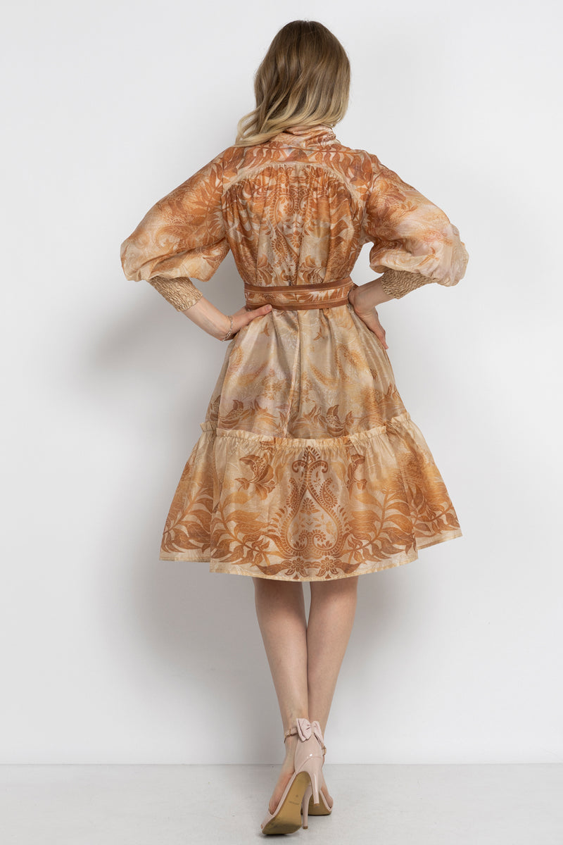 FLARED LYOCELL DRESS WITH BOW - SUNSET JIORO РАЗКРОЕНА РОКЛЯ ОТ ЛИОСЕЛ - SUNSET JIORO