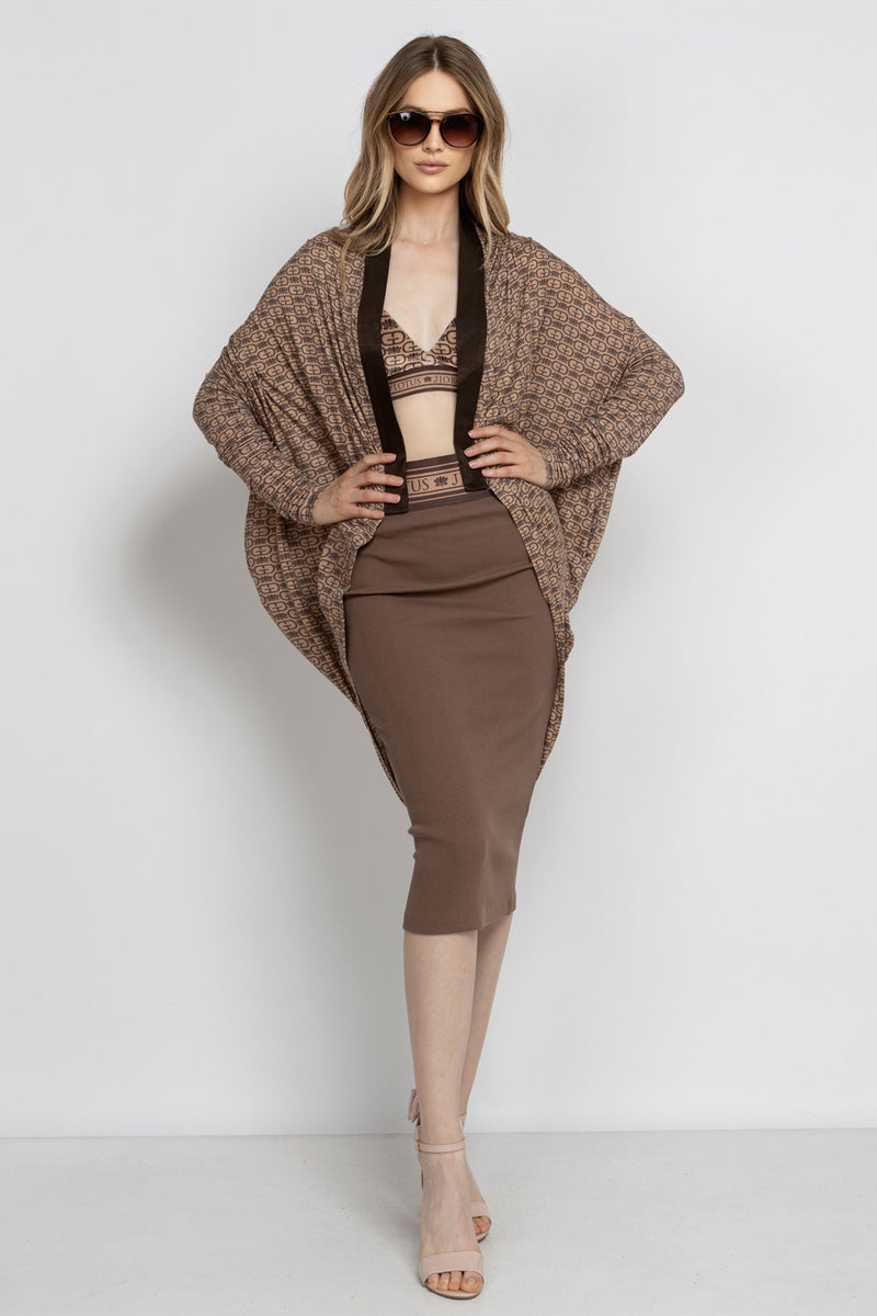 MODAL RELAXED CARDIGAN - MOCHA MOUSSE LOGO JIORO СВОБОДНА ЖИЛЕТКА ОТ МОДАЛ - MOCHA MOUSSE LOGO JIORO