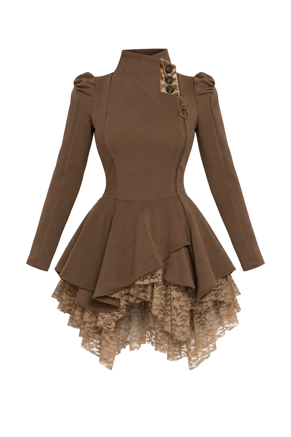 ASYMETRICKÉ SAKO Z MODALU S PEPLUM STŘIHEM V MOKA – ESSENTIALS