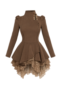ASYMMETRIC MODAL PEPLUM BLAZER IN MOCHA - ESSENTIALS