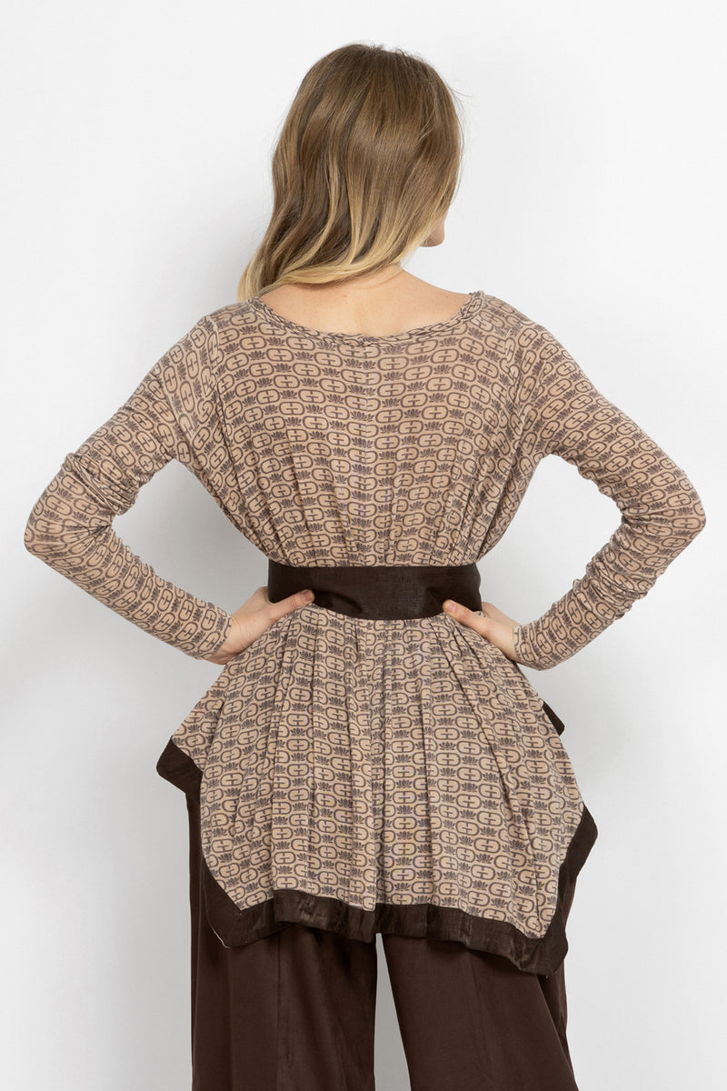MODAL ASYMMETRIC TUNIC WITH BELT - MOCHA MOUSSE LOGO JIORO MODAL ASYMMETRIC TUNIC WITH BELT - MOCHA MOUSSE LOGO JIORO