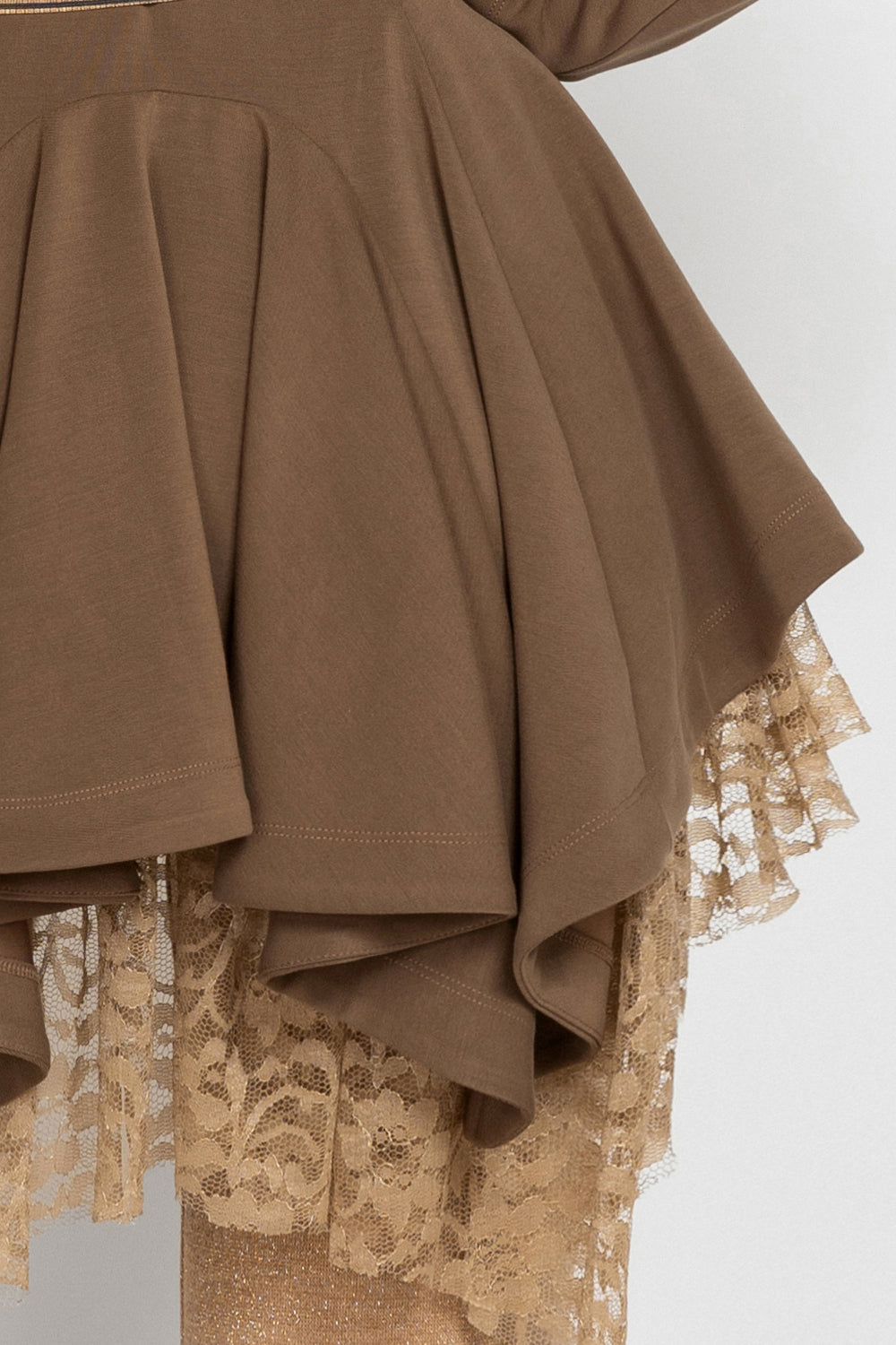 ASYMMETRIC MODAL PEPLUM BLAZER IN BEIGE - ESSENTIALS