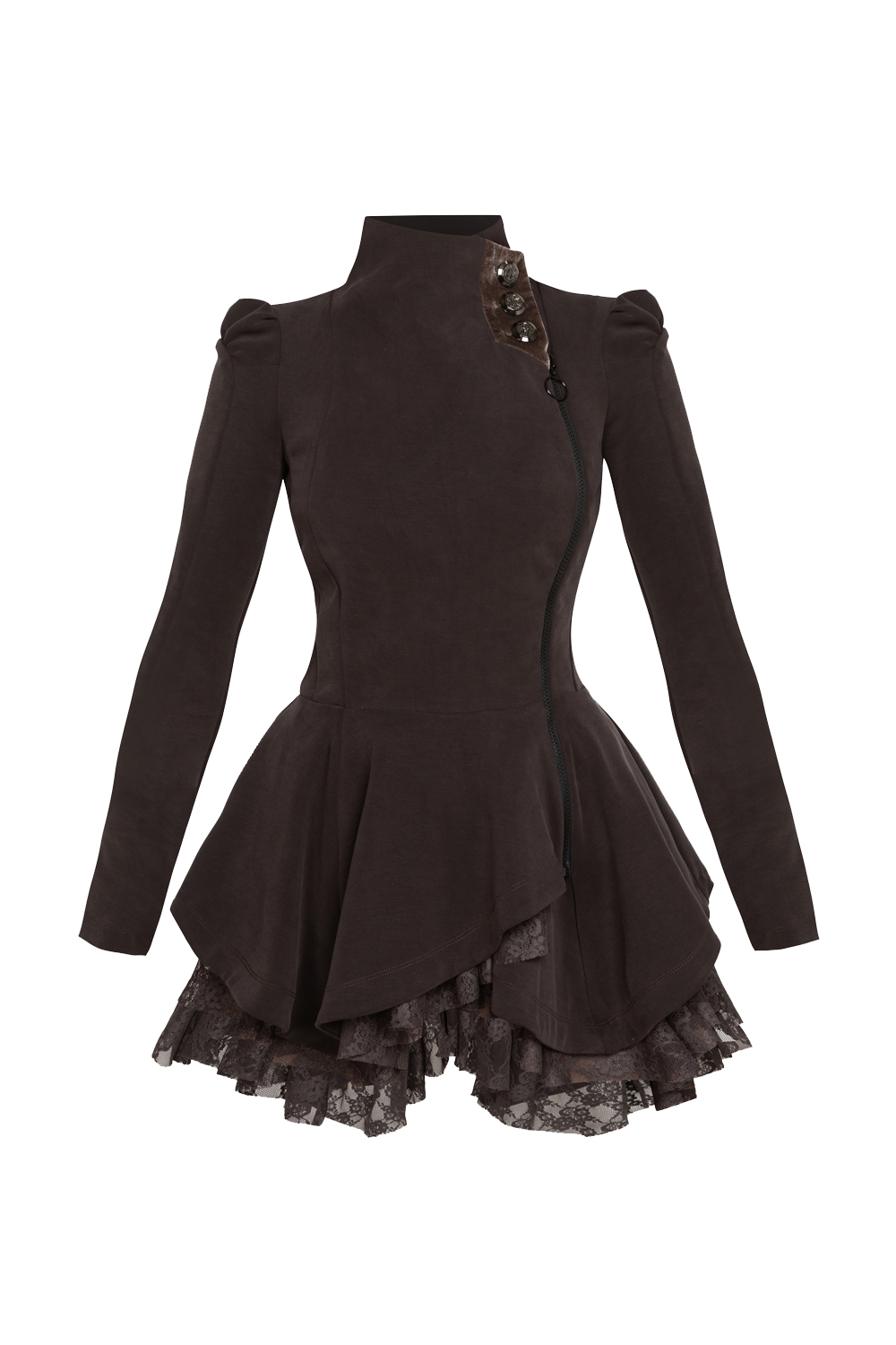ASYMMETRIC MODAL PEPLUM BLAZER IN MOCHA - ESSENTIALS
