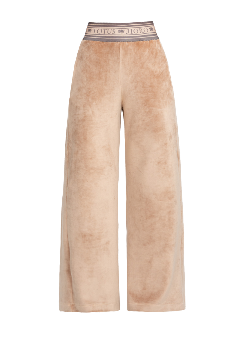 SAND VELVET WIDE-LEG TROUSERS - ESSENTIALS