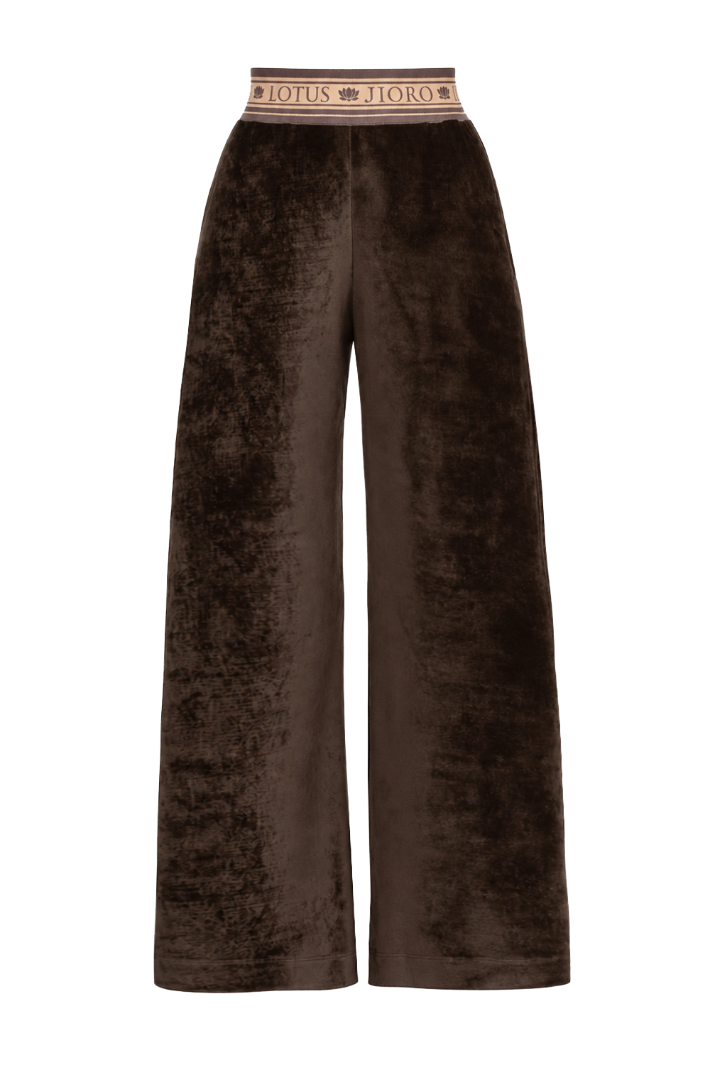TRUFFLE VELVET WIDE-LEG PANTS WITH MOCHA MOUSSE LOGO WAISTBAND - ESSENTIALS