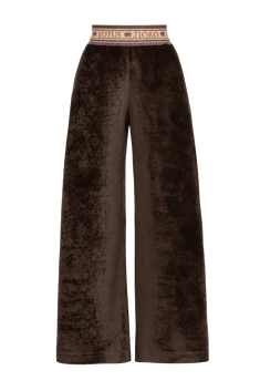 TRUFFLE VELVET WIDE-LEG PANTS WITH MOCHA MOUSSE LOGO WAISTBAND - ESSENTIALS