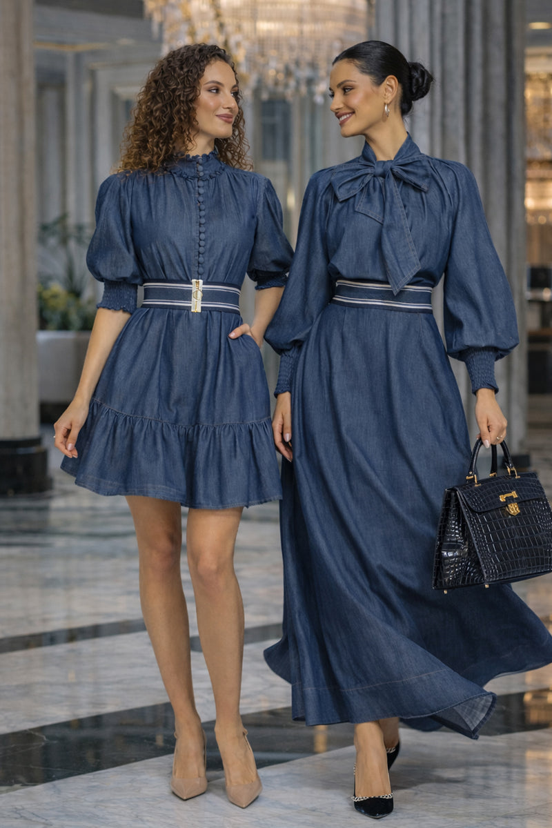 LONG DENIM SKIRT WITH ELASTIC WAIST AND SIDE POCKETS - ESSENTIALS JIORO ДЪЛГА ПОЛА ОТ ДЕНИМ С ЛАСТИК И СТРАНИЧНИ ДЖОБОВЕ - ESSENTIALS JIORO
