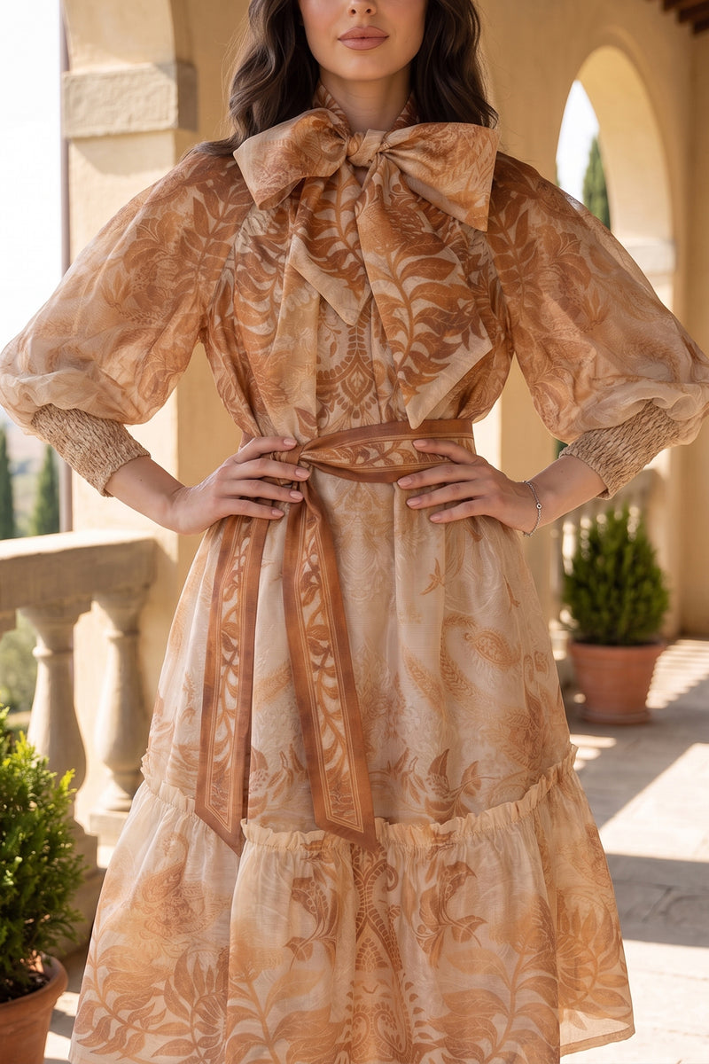 FLARED LYOCELL DRESS WITH BOW - SUNSET JIORO РАЗКРОЕНА РОКЛЯ ОТ ЛИОСЕЛ - SUNSET JIORO