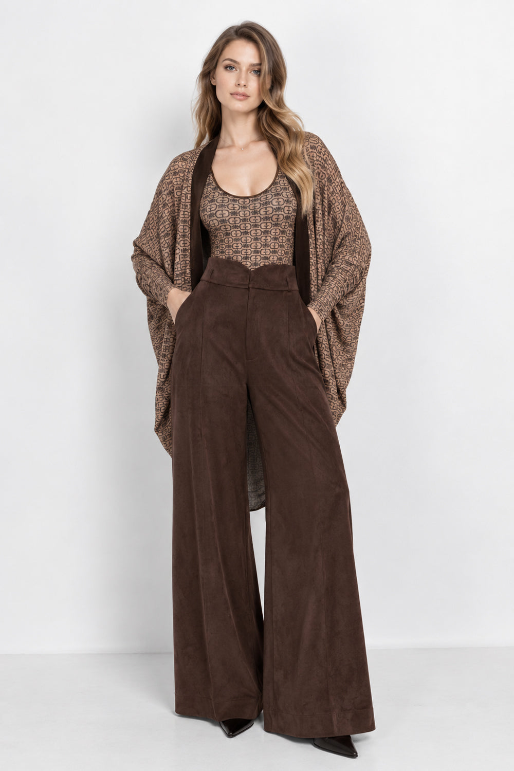 MODAL RELAXED CARDIGAN - MOCHA MOUSSE LOGO