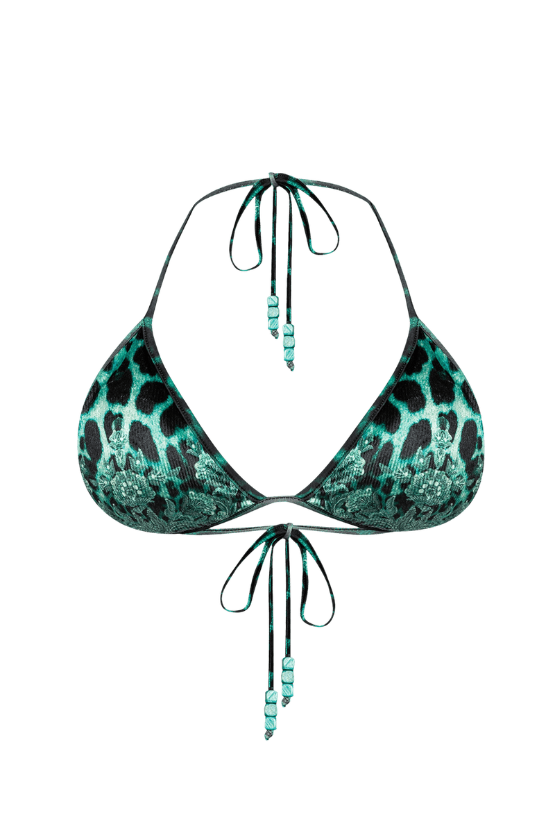 VELVET TRIANGLE TOP - LEO NEON GREEN JIORO ГОРНИЩЕ ТИП ТРИЪГЪЛНИК ОТ КАДИФЕ - LEO NEON GREEN JIORO