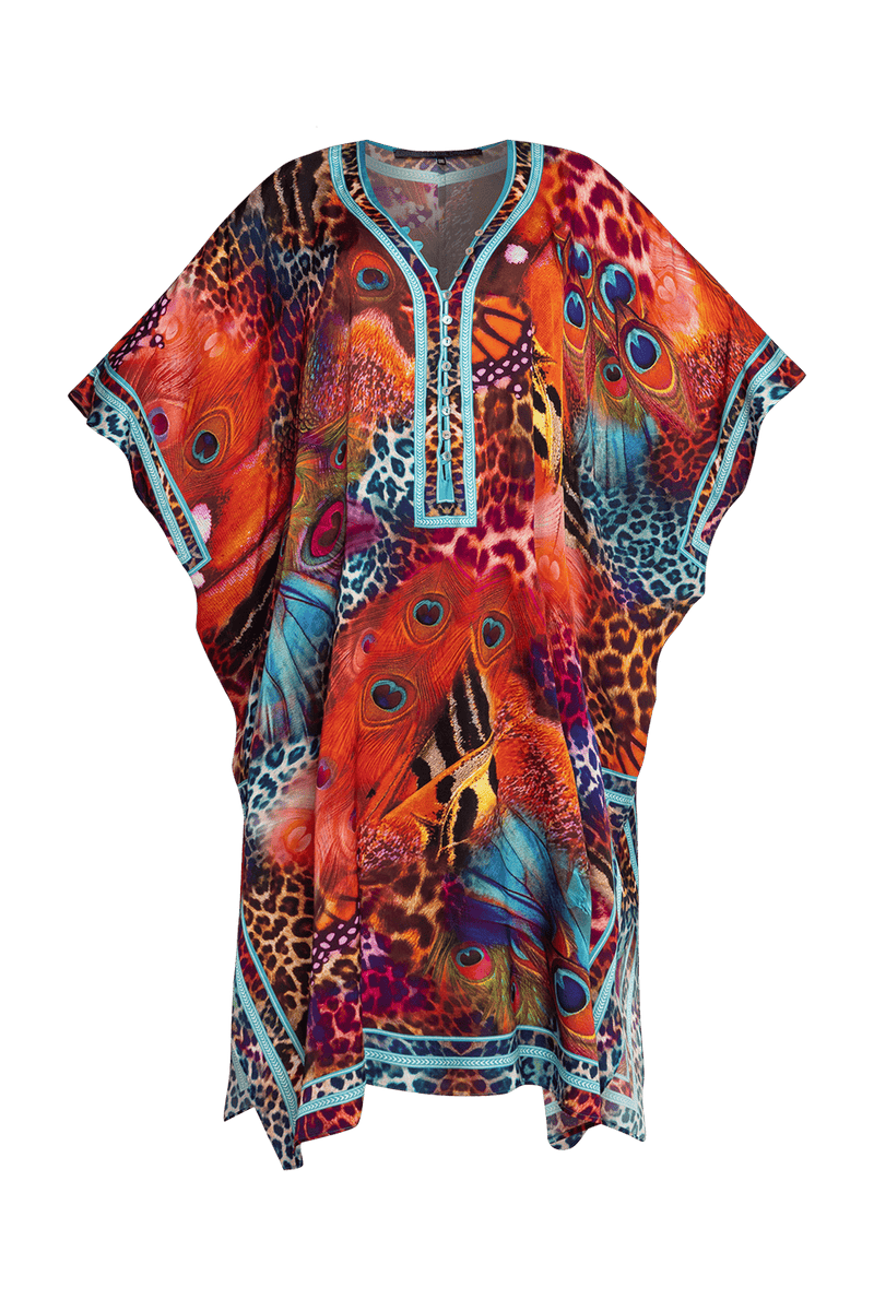 SATIN VISCOSE CAFTAN - LEO NEON WILD JIORO РОКЛЯ КАФТАН ОТ ВИСКОЗА - LEO NEON JIORO