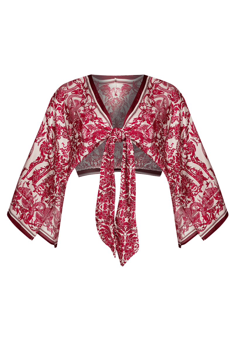 VISCOSE CROP KIMONO - ASIA BORDEAUX JIORO КРОП КИМОНО ОТ ВИСКОЗА - ASIA BORDEAUX JIORO