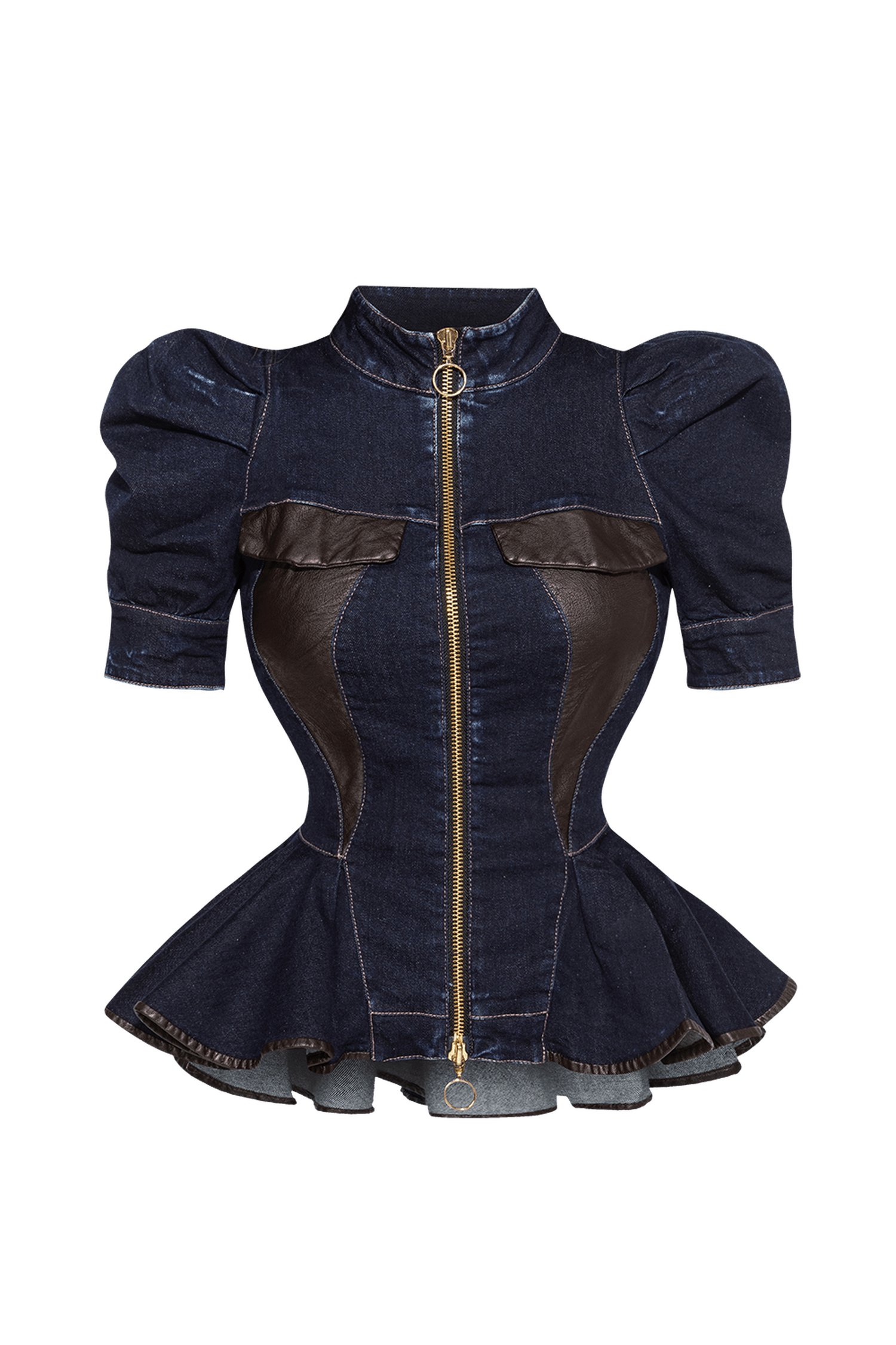 BUFFER SLEEVE DENIM BLAZER - ESSENTIALS JIORO ДЕНИМЕН БЛЕЙЗЕР С БУФАН РЪКАВ - ESSENTIALS JIORO