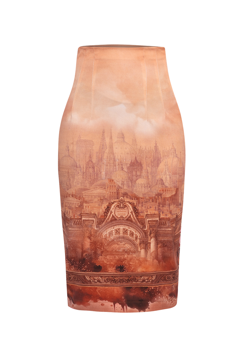 PENCIL COTTON TWILL SKIRT WITH ELASTIC WAIST - ANCIENT TOWN JIORO ПОЛА ДО КОЛЯНОТО ОТ ПАМУЧЕН ТВИЛ - ANCIENT TOWN JIORO