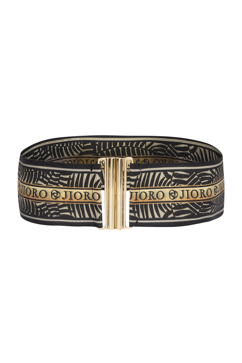 WIDE ELASTIC BELT WITH BUCKLE - MIDNIGHT BUTTERFLIES