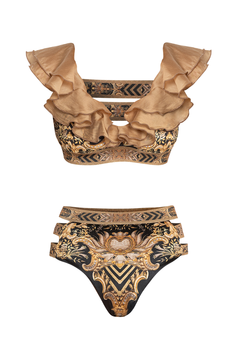VELVET BIKINI-STYLE BOTTOM - GOLDEN STRIPES JIORO ДОЛНИЩЕ НА БАНСКИ ОТ КАДИФЕ- GOLDEN STRIPES JIORO