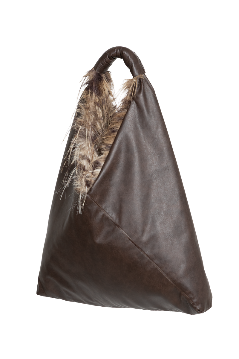 REVERSIBLE SERVAL FAUX FUR AND  LEATHER BAG - ESSENTIALS JIORO ДВУЛИЦЕВА ЧАНТА ОТ ЕКО КОЖА И ИМИТАЦИЯ НА КОЗИНА СЕРВАЛ - ESSENTIALS JIORO