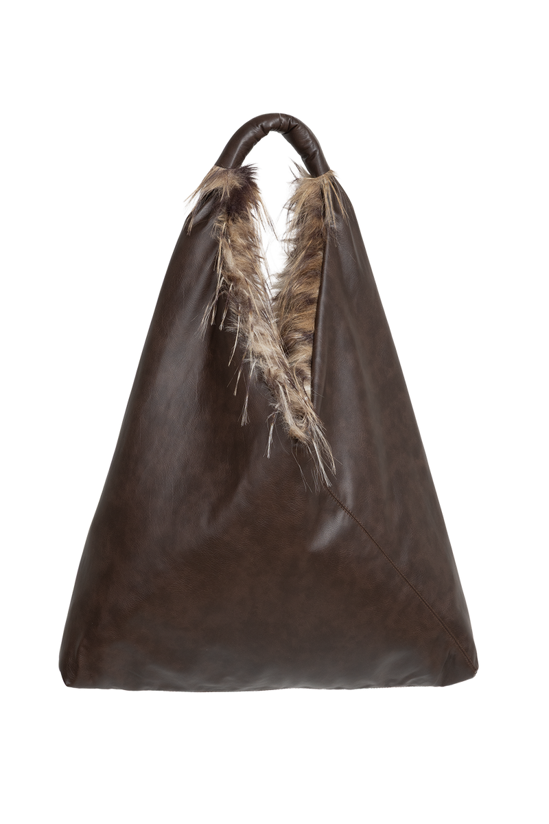 REVERSIBLE SERVAL FAUX FUR AND  LEATHER BAG - ESSENTIALS JIORO ДВУЛИЦЕВА ЧАНТА ОТ ЕКО КОЖА И ИМИТАЦИЯ НА КОЗИНА СЕРВАЛ - ESSENTIALS JIORO