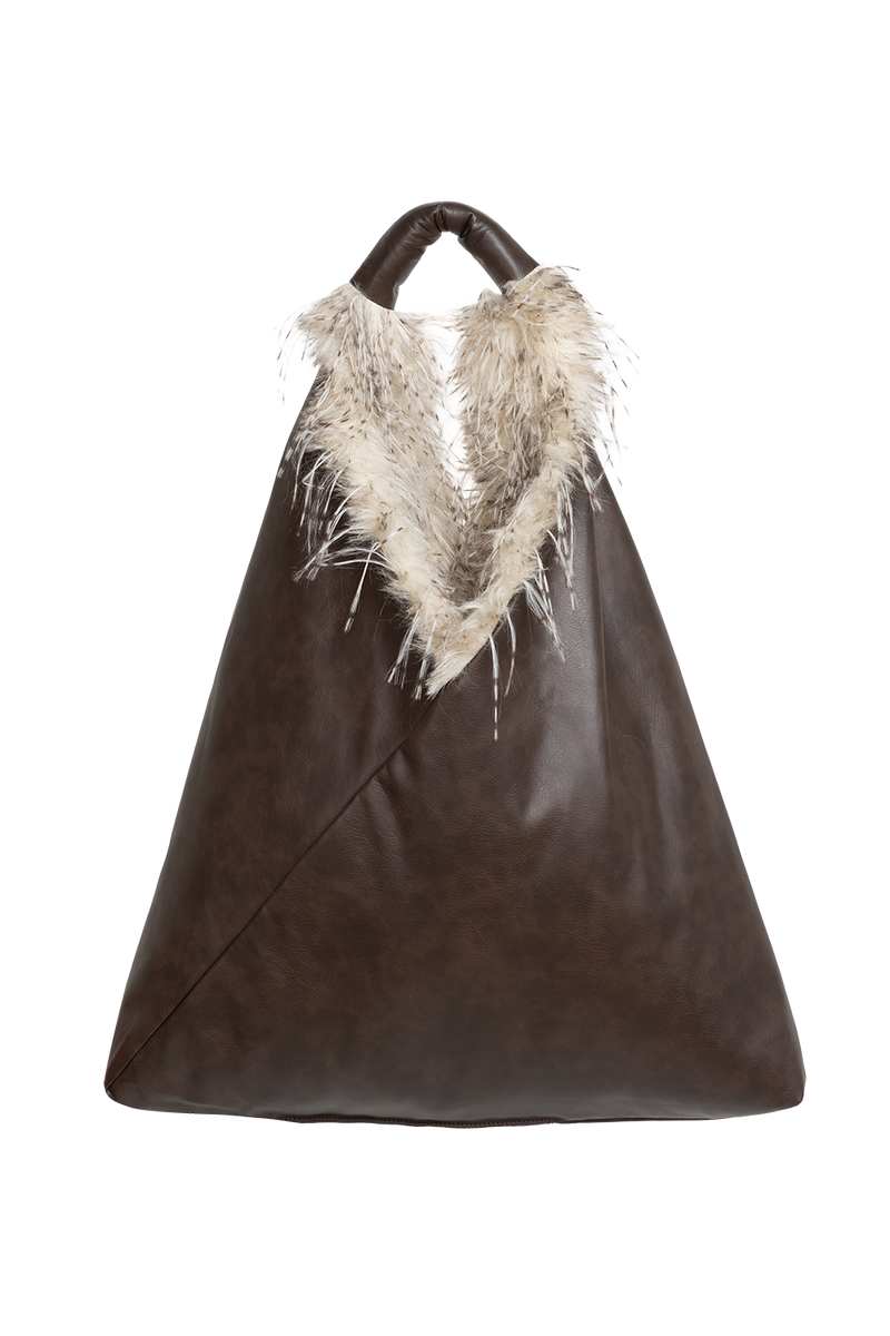 REVERSIBLE OWL FAUX FUR AND LEATHER BAG - ESSENTIALS JIORO ДВУЛИЦЕВА ЧАНТА ОТ ЕКО КОЖА И ШАРКА СОВА - ESSENTIALS JIORO