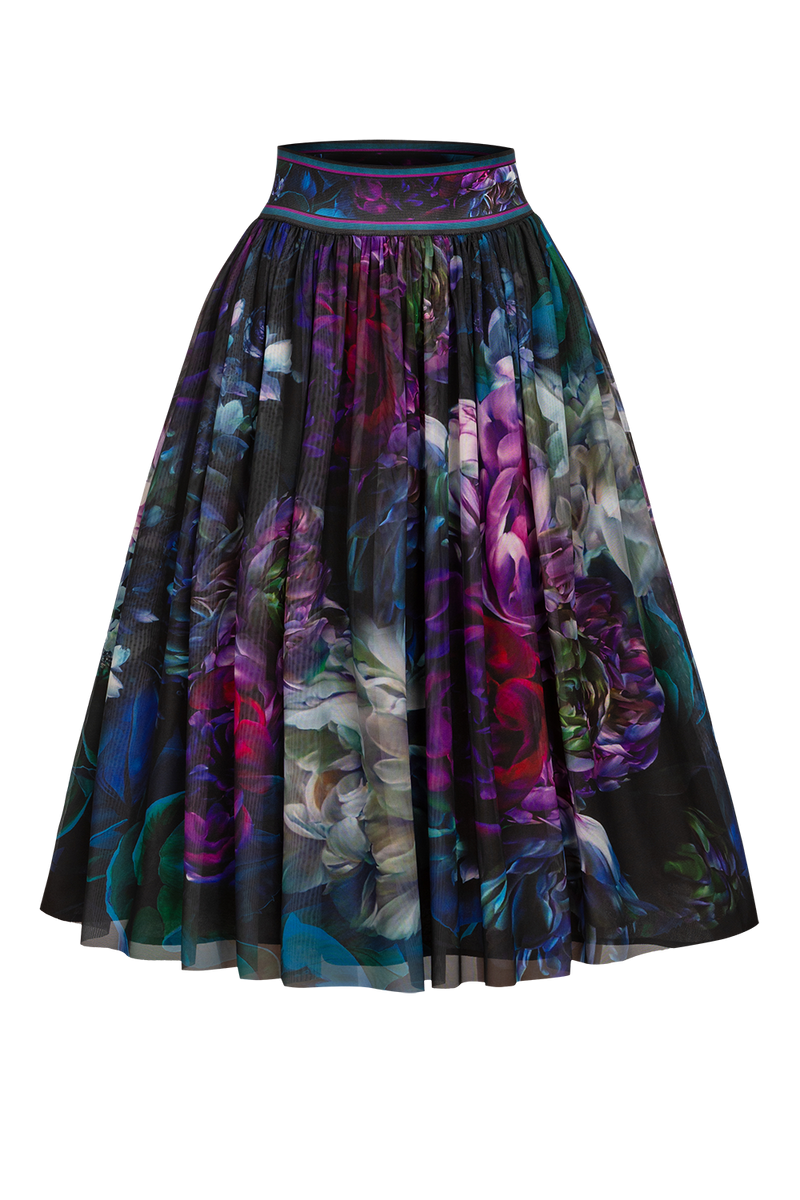 MESH SKIRT WITH ELASTIC WAIST AND VISCOSE LINING - PEONIES JIORO  ПОЛА ОТ МРЕЖА С ЕЛАСТИЧЕН КОЛАН И ВИСКОЗНА ПОДПЛАТА - PEONIES JIORO