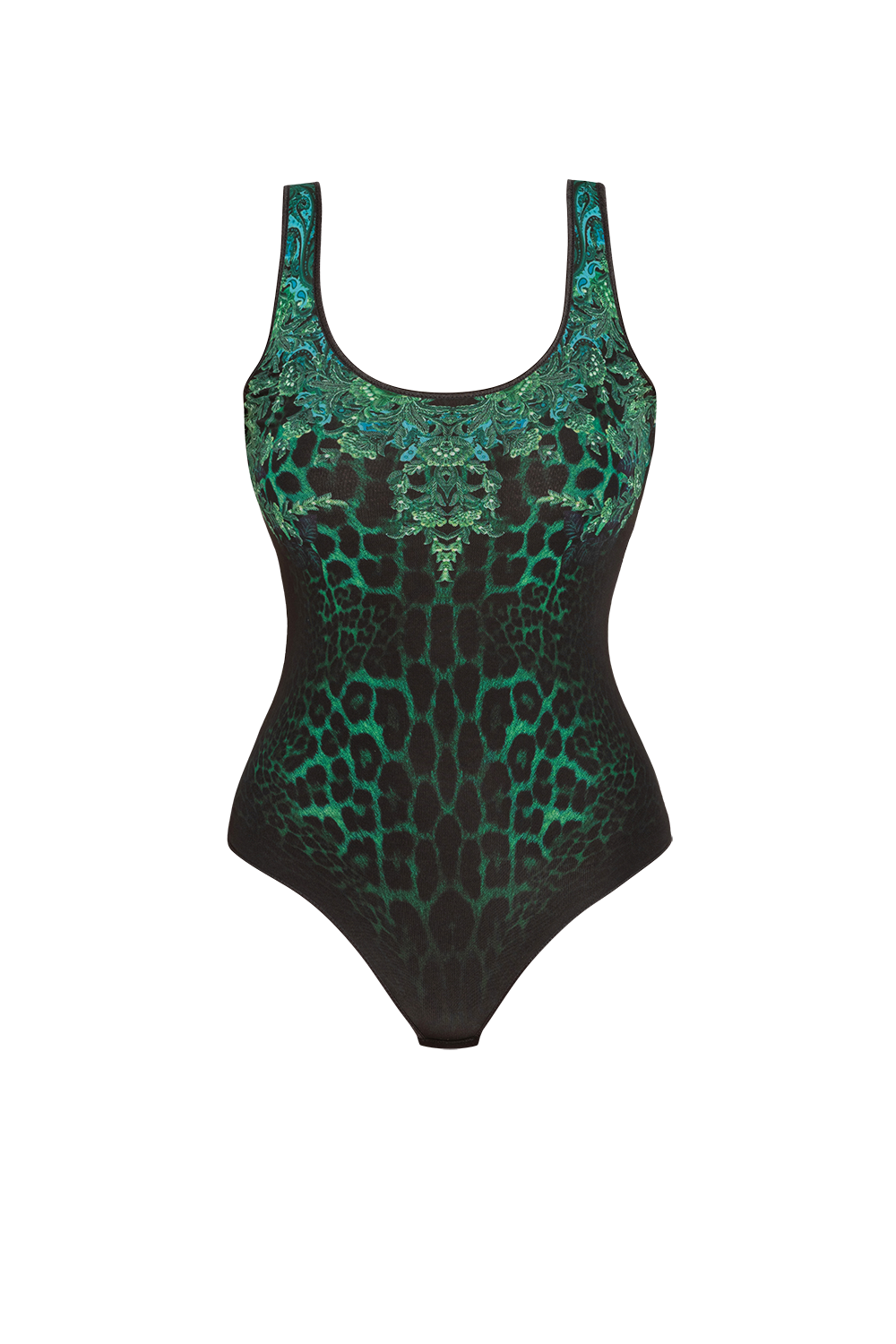 MESH BODYSUIT WITH DEEP SCOOP NECKLINE AND MODAL LINING - LEO NEON GREEN JIORO БОДИ ОТ МРЕЖА БЕЗ РЪКАВИ С ДЪЛБОКО ОБЛО ДЕКОЛТЕ И ПОДПЛАТА ОТ МЕК МОДАЛ - LEO NEON GREEN JIORO