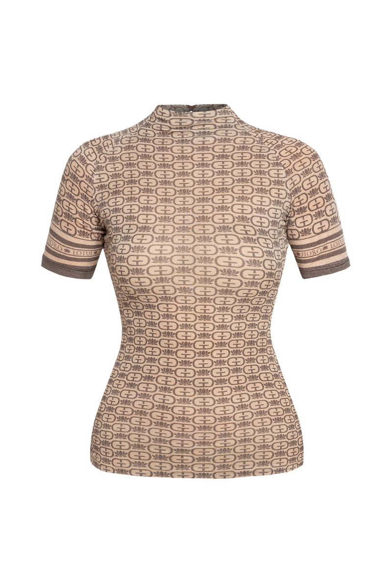 SHORT-SLEEVE MODAL TOP - MOCHA MOUSSE LOGO JIORO SHORT-SLEEVE MODAL TOP - MOCHA MOUSSE LOGO JIORO