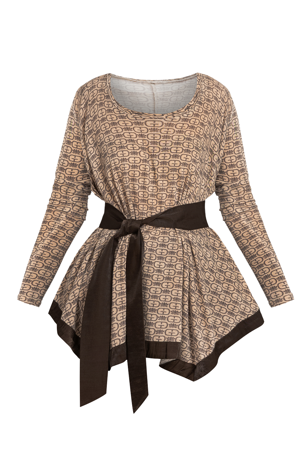 MODAL ASYMMETRIC TUNIC WITH BELT - MOCHA MOUSSE LOGO JIORO MODAL ASYMMETRIC TUNIC WITH BELT - MOCHA MOUSSE LOGO JIORO