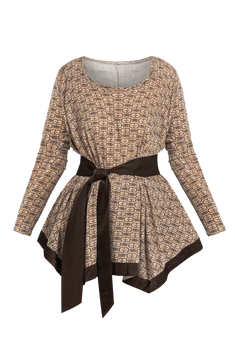 MODAL ASYMMETRIC TUNIC WITH BELT - MOCHA MOUSSE LOGO JIORO MODAL ASYMMETRIC TUNIC WITH BELT - MOCHA MOUSSE LOGO JIORO