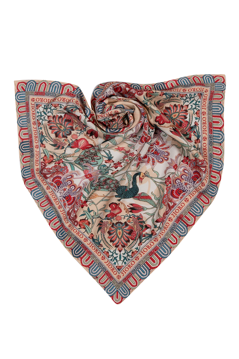 SQUARE VISCOSE HEADSCARF - PAISLEY RED JIORO КВАДРАТНА КЪРПА ЗА ГЛАВА ОТ ВИСКОЗА - PAISLEY RED JIORO 
