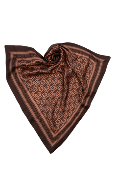 ČTVERCOVÝ VISKÓZOVÝ ŠÁTEK NA HLAVU - MOCHA MOUSSE LOGO
