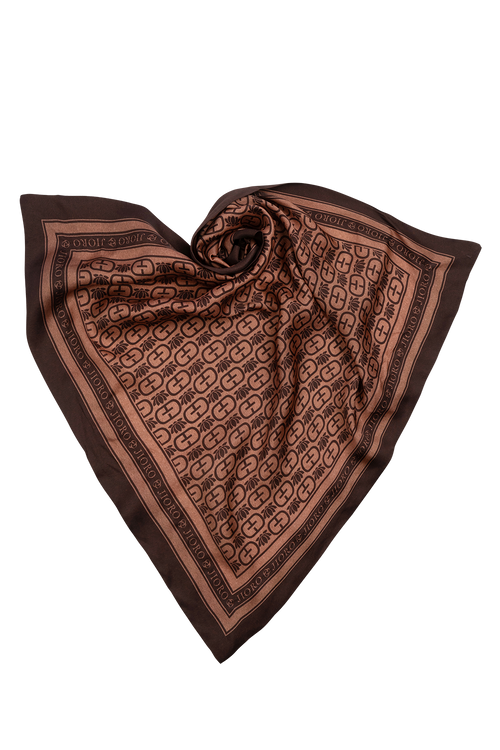SQUARE VISCOSE HEADSCARF - MOCHA MOUSSE LOGO